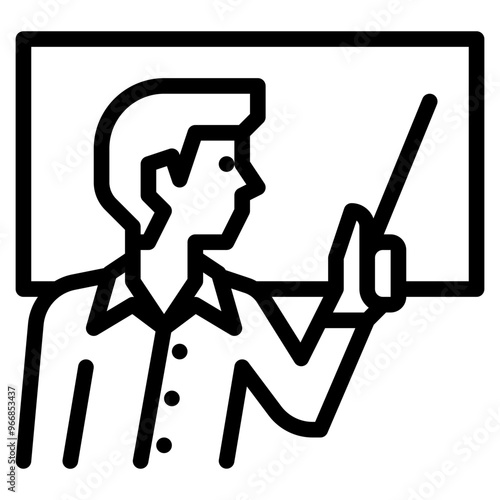 male teachers or tutor and chalkboard outline icon