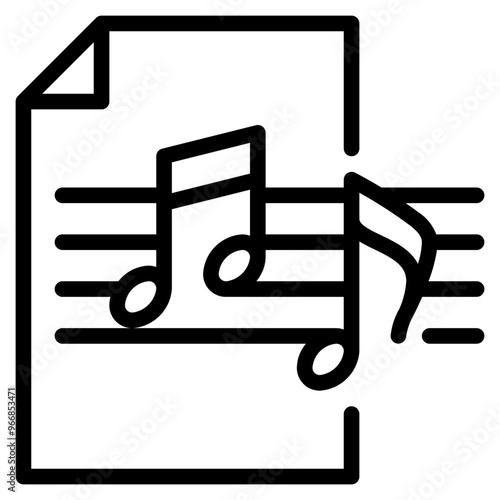 musical note on  paper or lyric outline icon