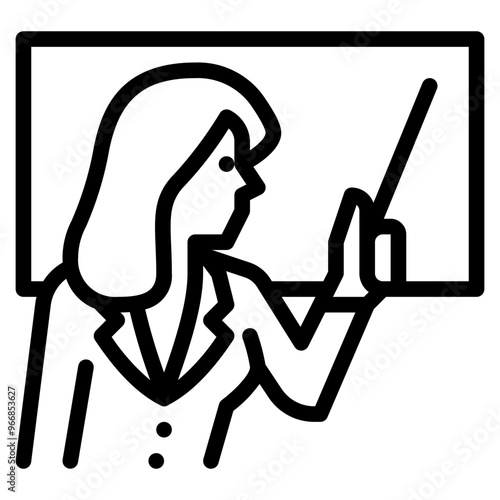 female teacher or tutor and chalkboard outline icon