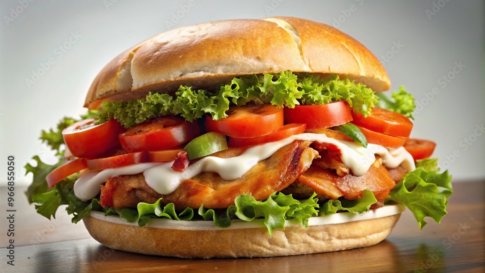 sandwich with bacon, lettuce, tomato and ranch dressing sandwich with bacon, lettuce, tomato and ranch dressing
