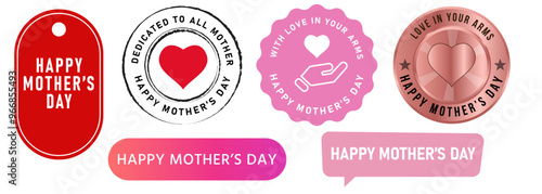Happy mother s day stamp pink sticker badge celebration mom appreciation celebrate sign symbol design set collection