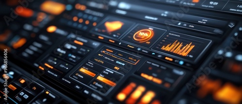 Futuristic Interface with Orange Glowing Indicators