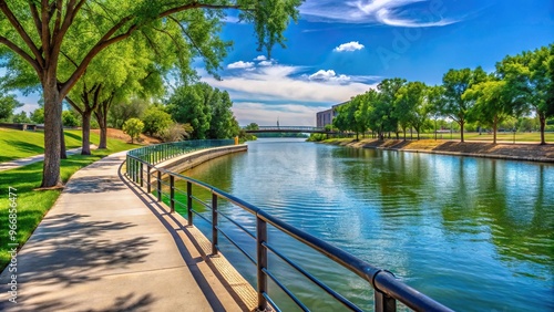 Scene at Concho Riverwalk in San Angelo Texas near Bosque Low Angle