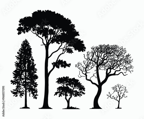 Oak tree silhouette EPS vector file illustration template