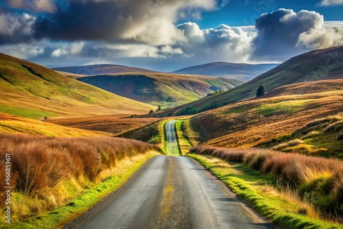 Scenic rural road with selective focus photo