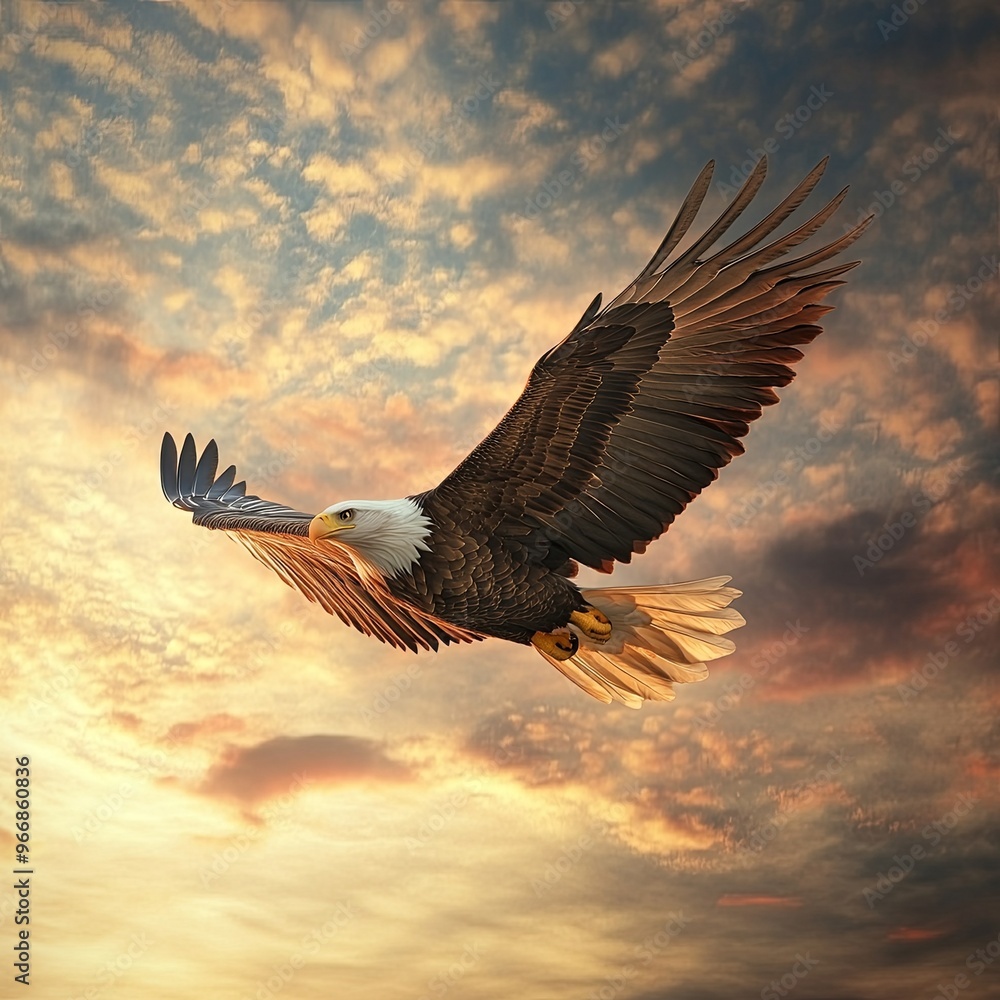 custom made wallpaper toronto digitalNorth American Bald Eagle flying with American flag. Freedom and democratic concept.