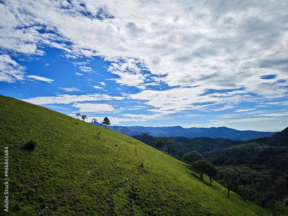 Fototapeta premium landscape with mountains and sky, Ta Nang Phan Dung forest, Vietnam