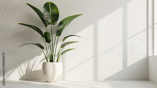 A beautiful plant is placed on a clean and pure white background. The plant shows its lush green leaves and perhaps some delicate stems. The contrast between the vibrant plant and the plain white back