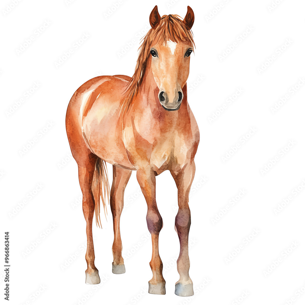 Obraz premium A beautiful watercolor brown horse.