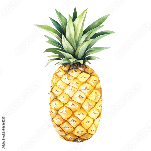 A vibrant, hand-painted pineapple.