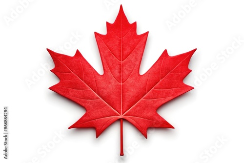 Vibrant red maple leaf outline fills the shape of Canada, symbolizing national pride and patriotism, against a clean white background, perfect for graphics and designs. photo