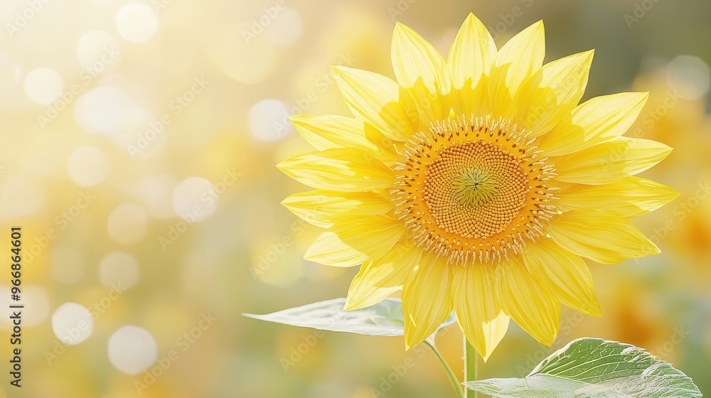 Obraz premium Blooming Sunflower with Bokeh Background