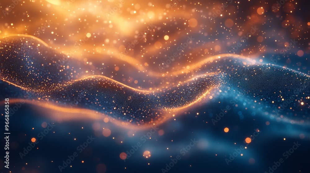 Abstract Glittering Wave with Orange and Blue Hues Abstract Glittering Wave with Orange and Blue Hues