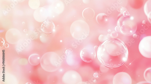 A soft pink background with blurred bubbles creates a modern and abstract look. This design is perfect for creating eye-catching ads or brochures.