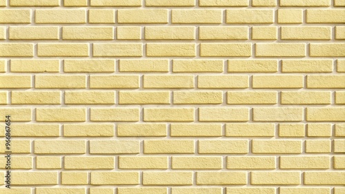 Seamless texture of light yellow brick wall with decorative pattern, from a tilted angle photo