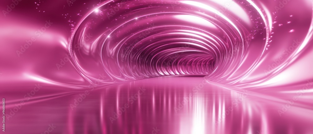 Fototapeta premium Pink and White Abstract Tunnel with Reflective Floor
