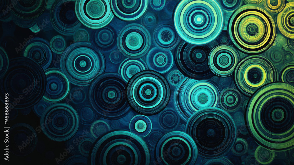A swirling pattern of dark blue and green circles creates a colorful, abstract design. This modern illustration is perfect for adding a unique touch to your ads, posters, or banners. A swirling pattern of dark blue and green circles creates a colorful, abstract design. This modern illustration is perfect for adding a unique touch to your ads, posters, or banners.
