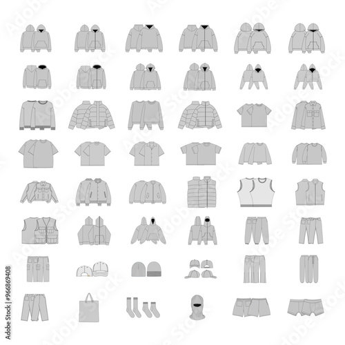 Streetwear Vector Mockup Pack Template for Clothing Designers Illustrator PNG File Photoshop and Procreate Clothing Brand