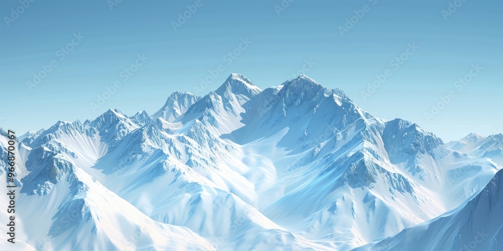 Fototapeta premium Snow-Covered Meadow with Distant Mountains - A peaceful winter scene of a snow-covered meadow with distant mountains in the background