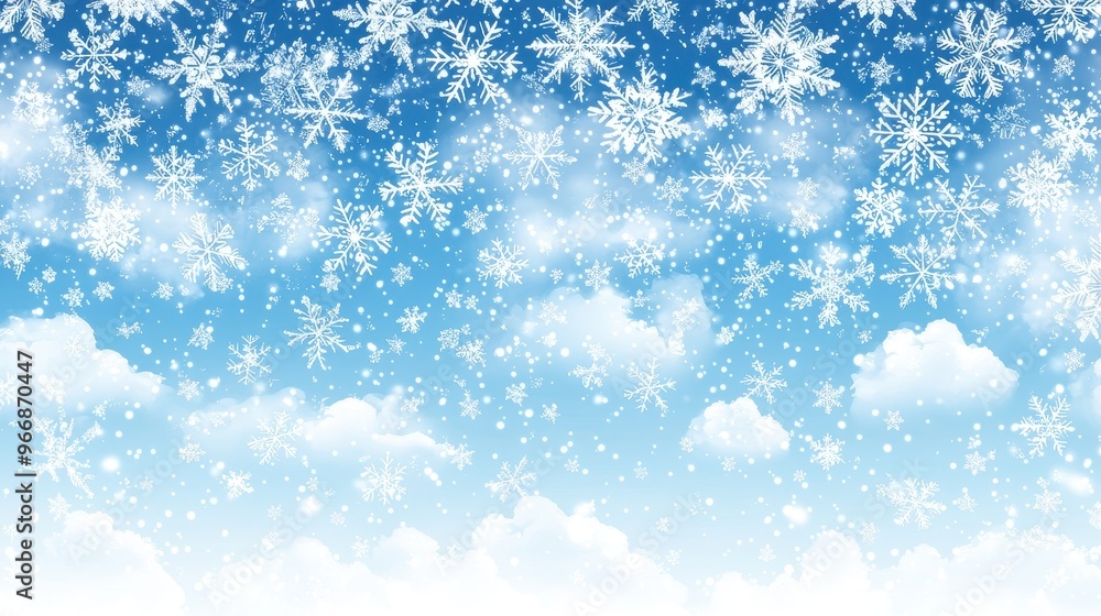 Winter Wonderland Background with Snowflakes and Clouds Winter Wonderland Background with Snowflakes and Clouds