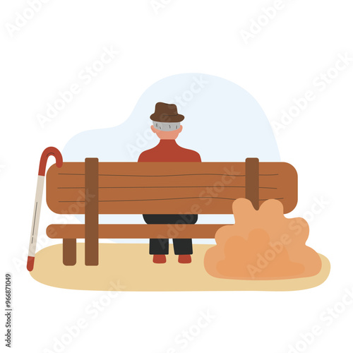 An elderly man sitting on a bench