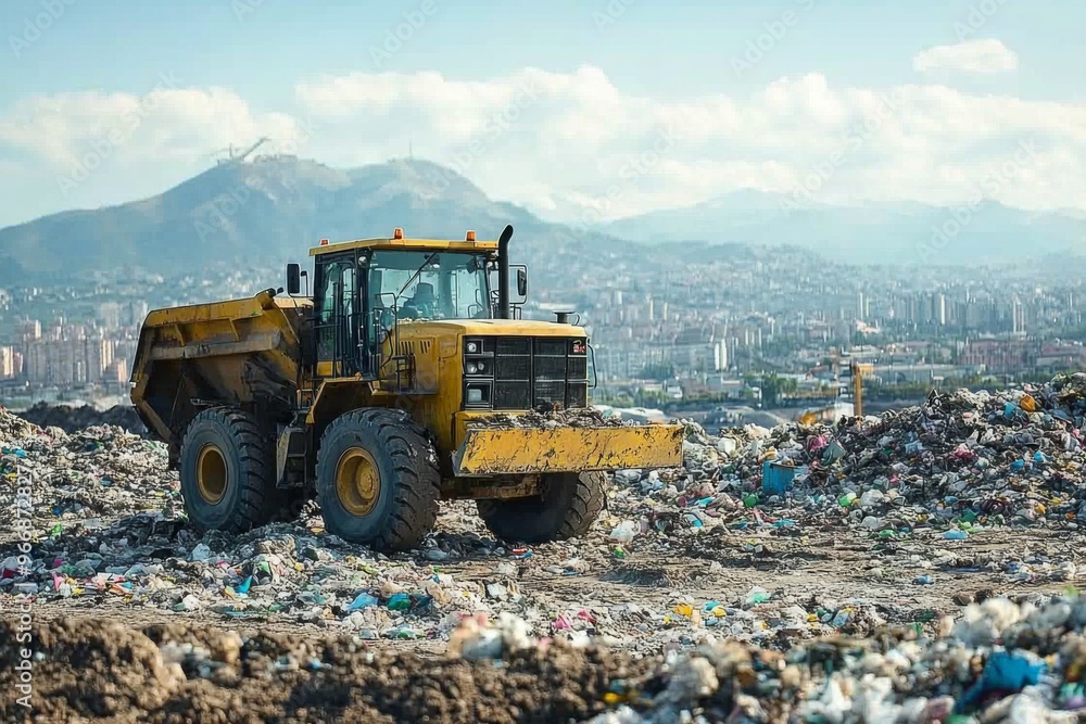 Waste landfill illustration created with Generative AI Waste landfill illustration created with Generative AI