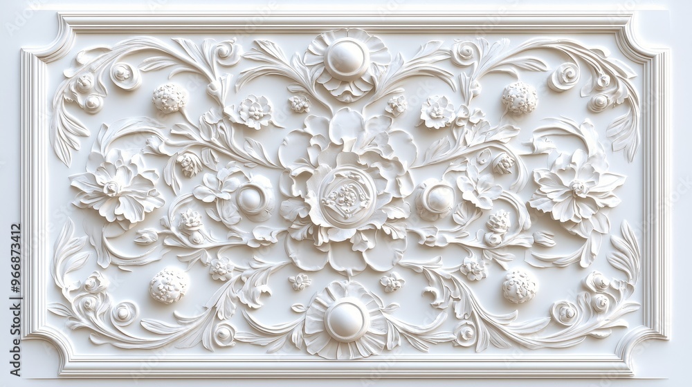 White Ornate Floral Wall Decor Elegant D Design Rococo Style White Ornate Floral Wall Decor Elegant D Design Rococo Style