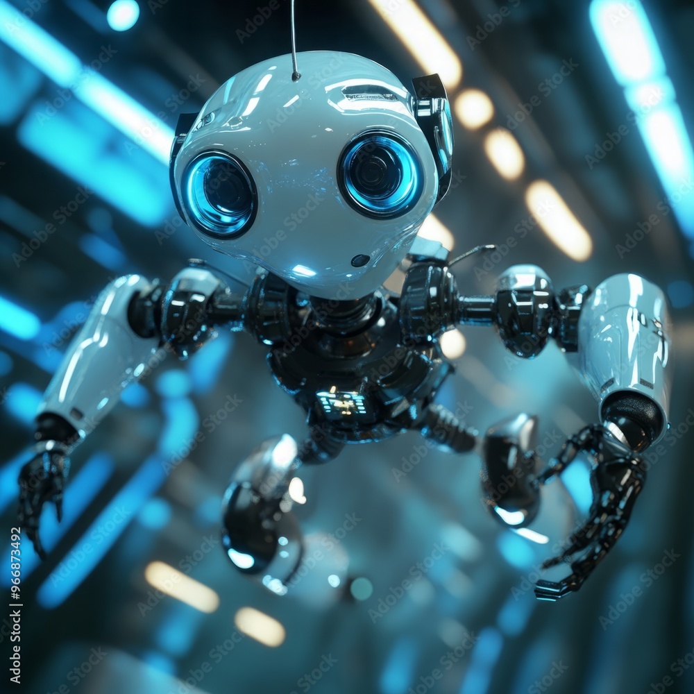 Fototapeta premium Futuristic Nano Robot Background with High-Tech Elements