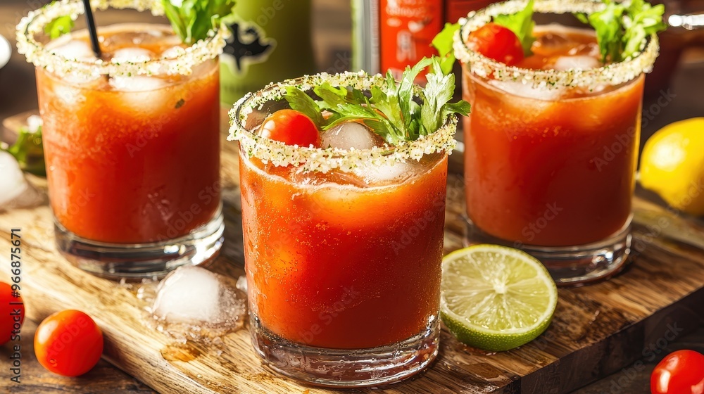 Bloody Mary Cocktail with Celery Salt Ice and Lime Bloody Mary Cocktail with Celery Salt Ice and Lime
