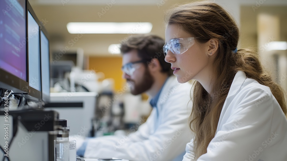 Bioinformatics Experts Analyzing Big Data in Digital Biology Lab - Creating Predictive Models for Advanced Scientific Research and Innovations Bioinformatics Experts Analyzing Big Data in Digital Biology Lab - Creating Predictive Models for Advanced Scientific Research and Innovations