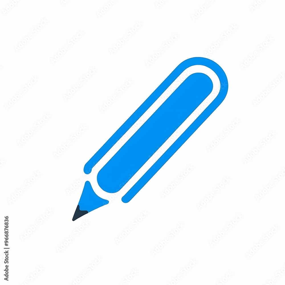 Stylized blue pencil icon on a clean white background. Stylized blue pencil icon on a clean white background.
