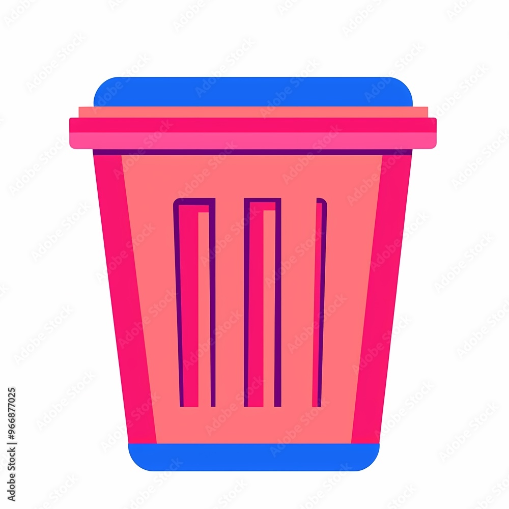Colorful graphic illustration of a waste bin against a white background. Colorful graphic illustration of a waste bin against a white background.