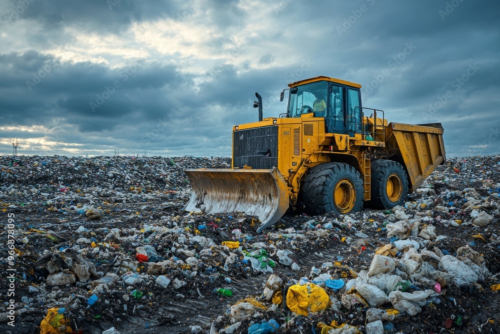 Waste landfill illustration created with Generative AI Waste landfill illustration created with Generative AI