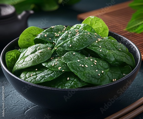 Japanese Goma-ae spinach salad with sesame dressing photo