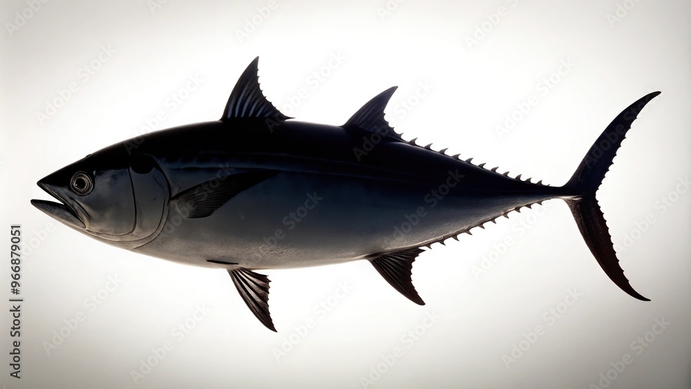 Obraz premium Silhouette of a Skipjack tuna swimming on a white background
