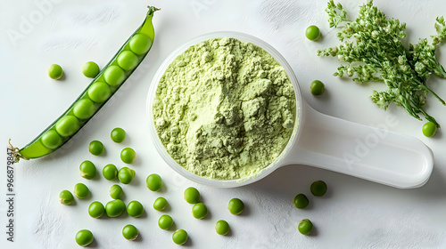 A bowl of green powder surr...