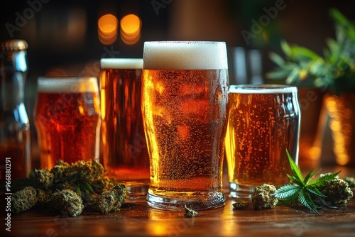 Cannabis-Themed Craft Beers and Drinks on a Table