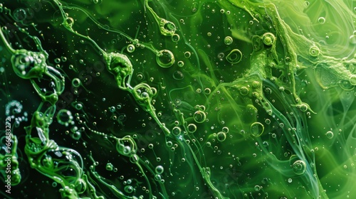 Green slime background - stock photo Particles floating in green slimy goop
