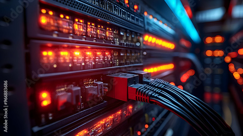 A close-up of server racks ...
