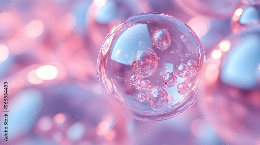 A close-up view of translucent bubbles against a soft, colorful background. A close-up view of translucent bubbles against a soft, colorful background.