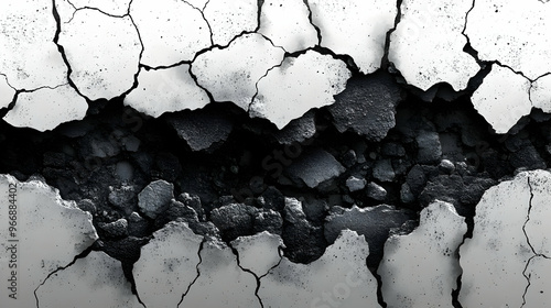 A close-up view of cracked ...