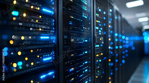 A close-up view of server r...