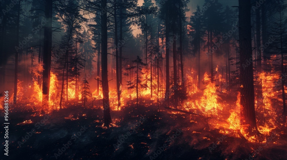 illustration of a forest fire consumed by flames illustration of a forest fire consumed by flames