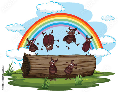 Happy Beetles Under the Rainbow