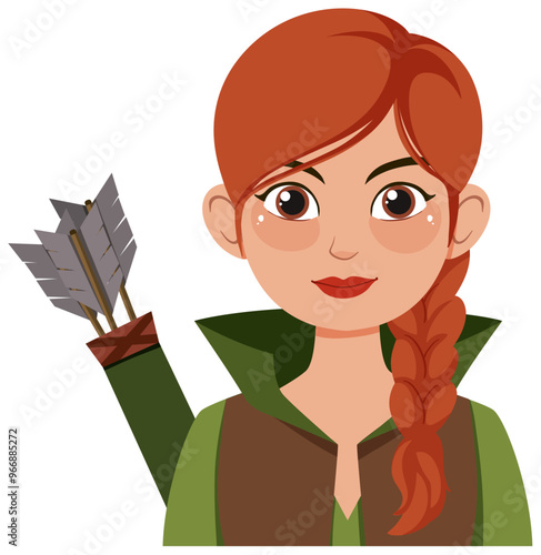 Red-Haired Elf Archer Illustration