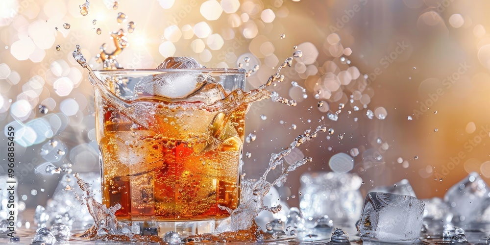 Old Fashioned Drink Splashing Out of Glass Old Fashioned Drink Splashing Out of Glass