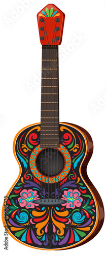 Colorful Mexican Guitar Illustration