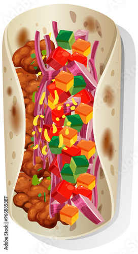 Colorful Mexican Burrito Illustration
