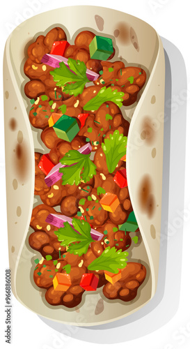 Delicious Mexican Burrito Illustration