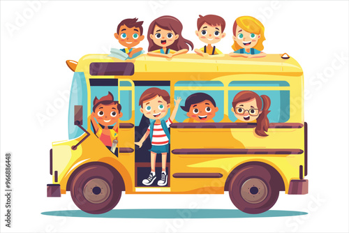 school bus and children